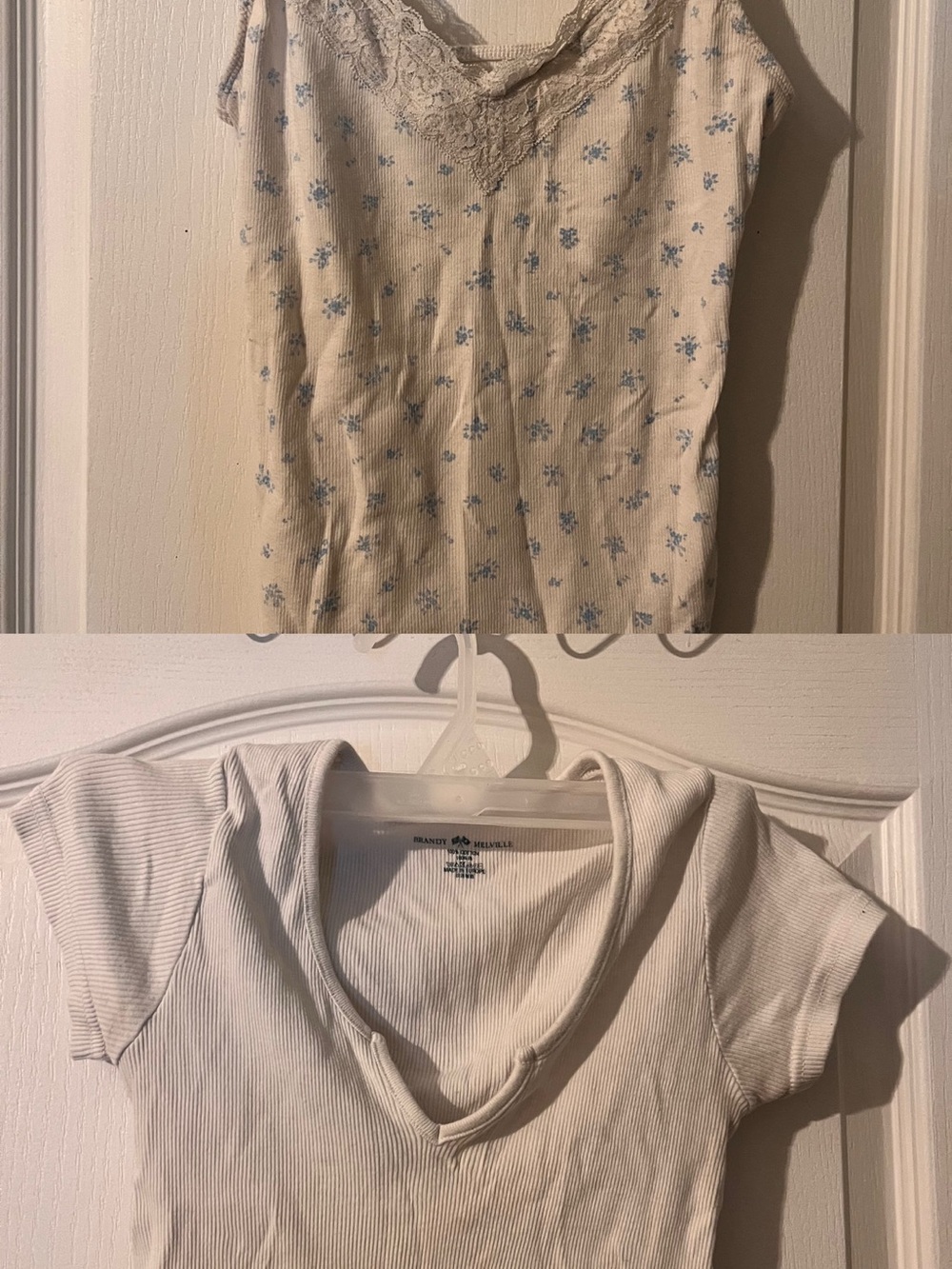 Bundle 2 Tops Hollister Floral Lace Cami & Brandy Melville Tee S